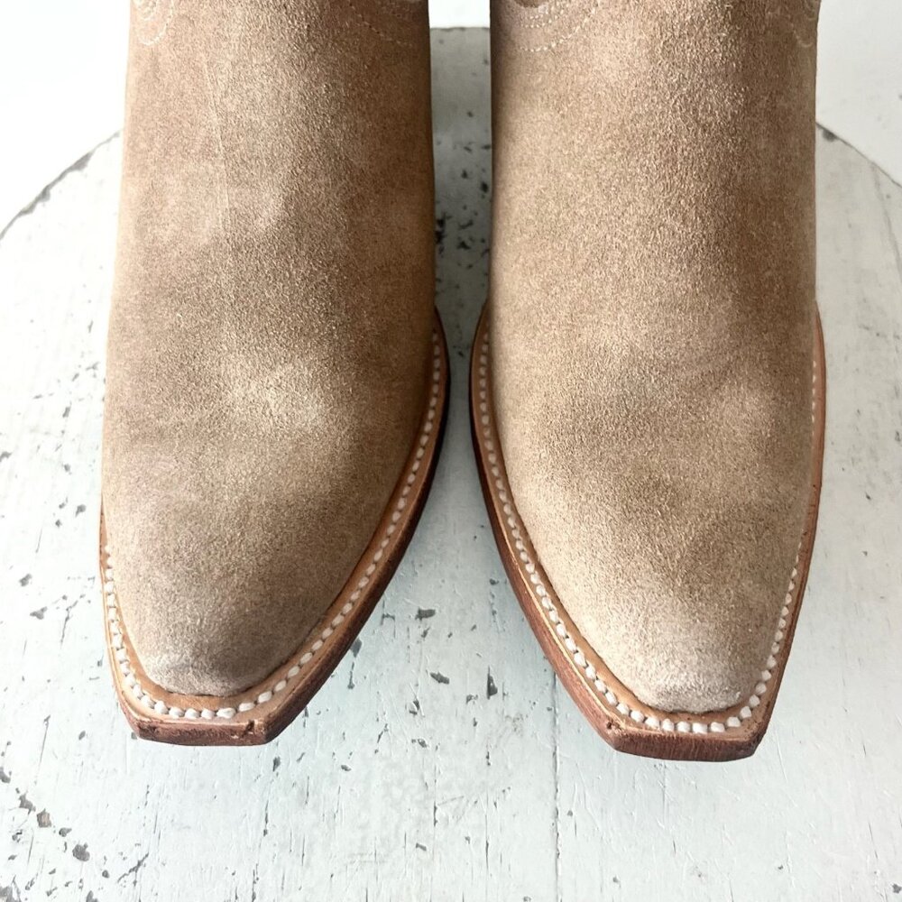 Lane EMMA JANE Womens Cowboy Boots 7.5 Latte Suede Western Cowgirl Mid Calf Tall - Picture 6 of 11